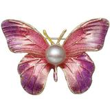 Brosa Pandantiv Fluture Mov cu Perla Naturala Lavanda de 8 mm - Cadouri si perle