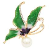 Brosa Pandantiv Fluture Verde cu Perla Naturala Alba - Cadouri si perle