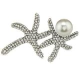 Brosa Pandantiv Stea de Mare cu Perla Naturala Alba, Mare, de 10 mm - Cadouri si perle