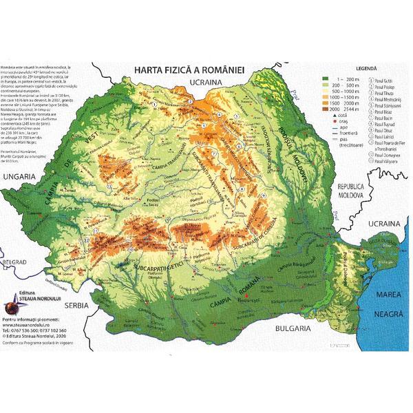 Plansa harta romaniei a3 administrativa + fizica