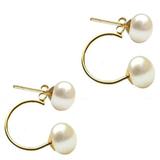 Cercei Double de Aur de 14k cu Perle Naturale Albe de 7 mm - Cadouri si perle