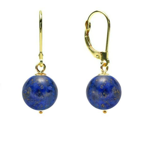 Cercei aur 14 karate si lapis lazuli de 8 mm - cadouri si perle