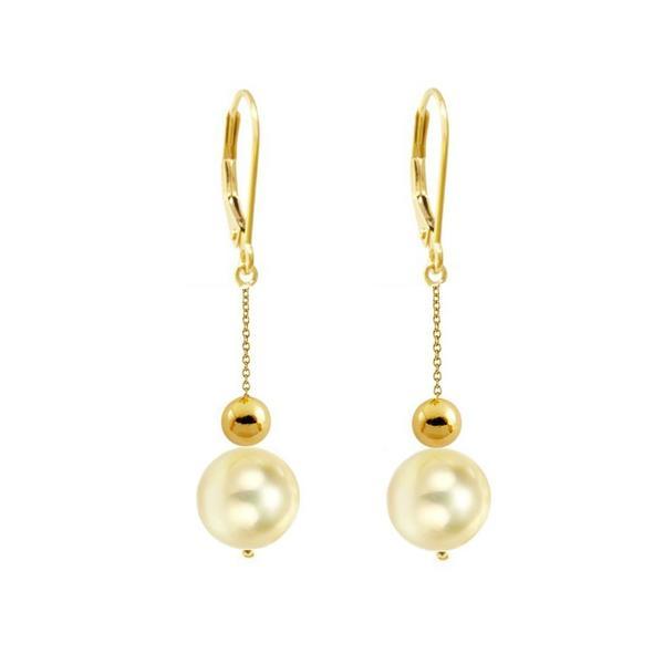 Cercei aur lungi cu perle akoya light gold - cadouri si perle