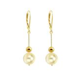 Cercei Aur Lungi cu Perle Akoya Light Gold - Cadouri si perle
