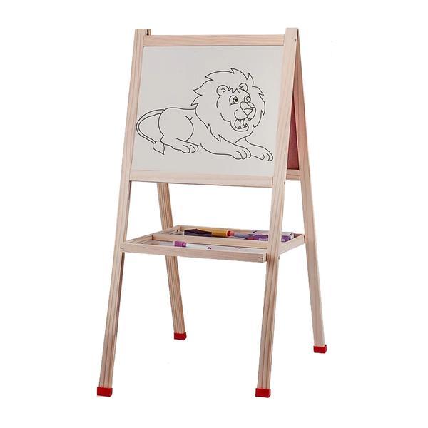 Tabla educativa din lemn cu 2 fete si tavita pentru accesorii