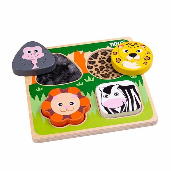 Puzzle senzorial din lemn - safari