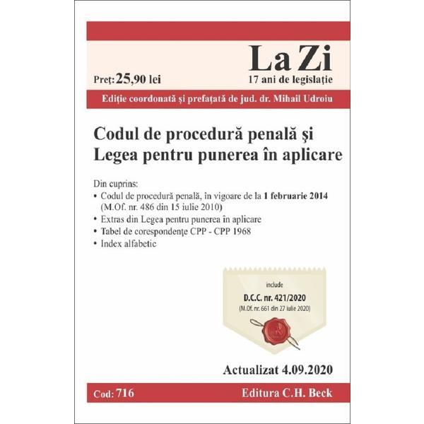 Codul de procedura penala si legea pentru punerea in aplicare act.4.09.2020, editura c.h. beck