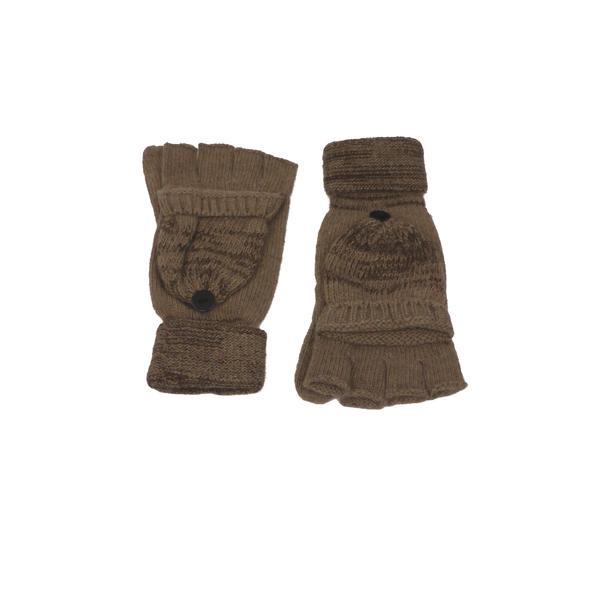 Manusi dama, univers fashion, din tricot, cu decupaj la degete, maro, s-m