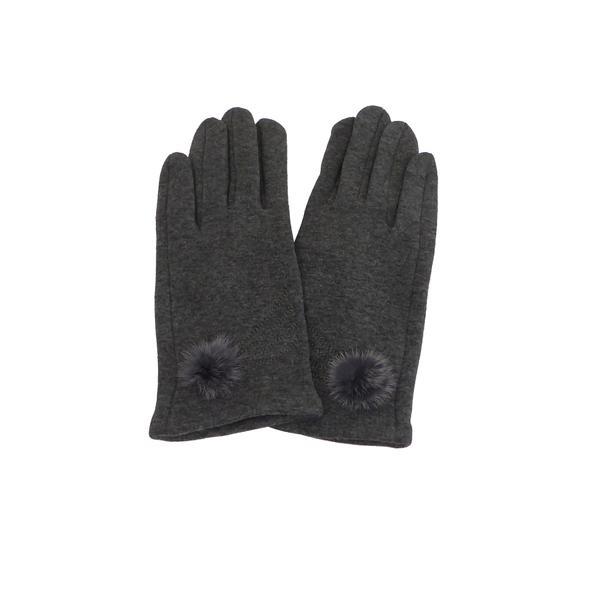 Manusi dama, univers fashion, din material textil brodat, cu functie pentru touchscreen telefon, gri inchis, m