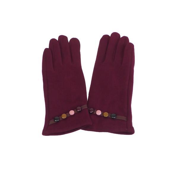 Manusi dama, univers fashion, din material textil, cu functie pentru touchscreen telefon, rosu bordeaux, s-m