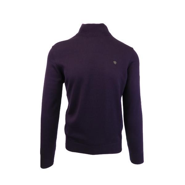 Pulover, tony montana, tricotat fin cu terminatii striate, cu guler inalt, violet pruna, 2xl