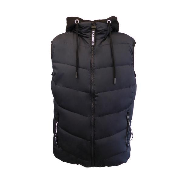 Vesta matlasata barbati, univers fashion, albastru cu gluga imprimeu, m
