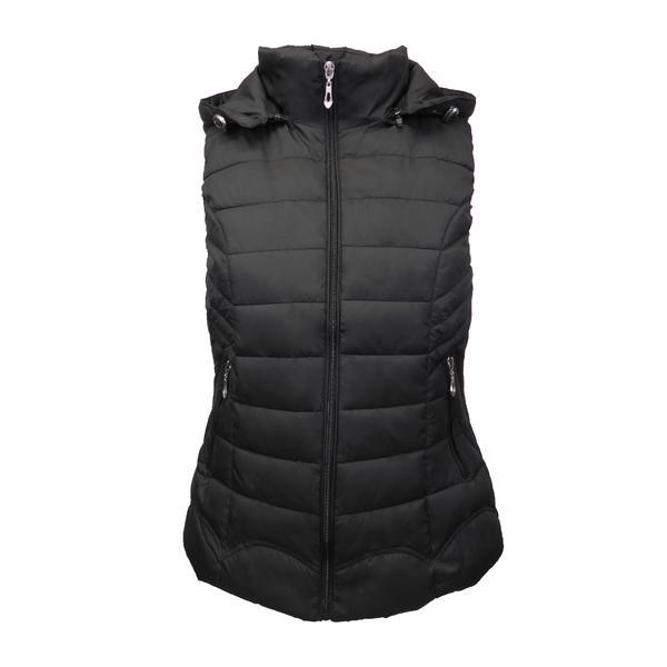 Vesta matlasata cu gluga dama, univers fashion, negru, l