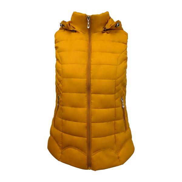 Vesta matlasata cu gluga dama, univers fashion, galben mustar, xl