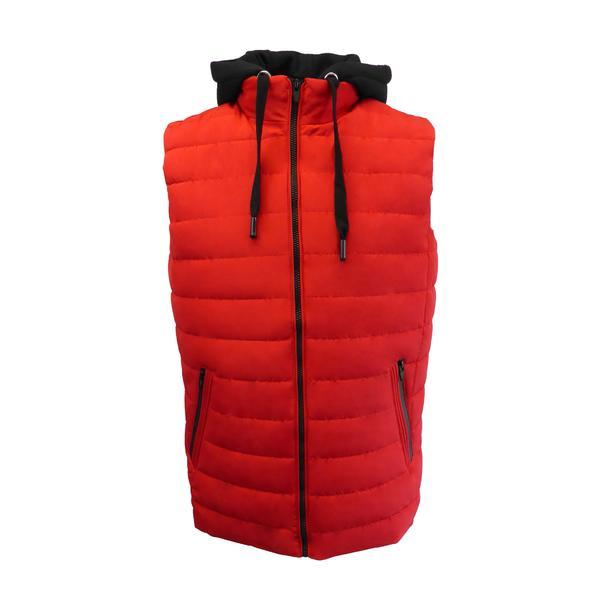 Vesta matlasata cu gluga barbati, univers fashion, rosu, l