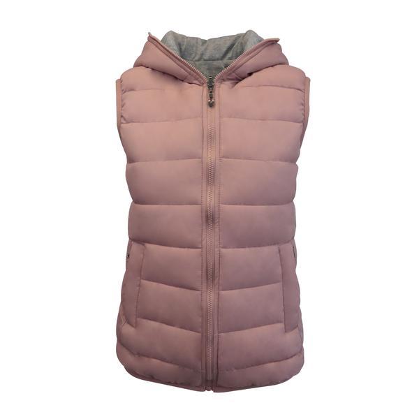 Vesta matlasata dama, reversibila, univers fashion, roz/gri deschis cu gluga, l