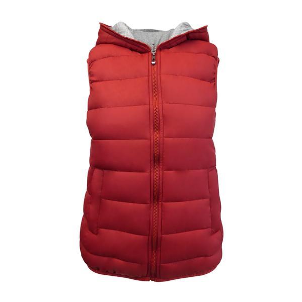 Vesta matlasata dama, reversibila, univers fashion, rosu/gri deschis cu gluga, l