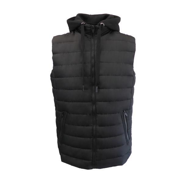 Vesta matlasata cu gluga barbati, univers fashion, negru, s