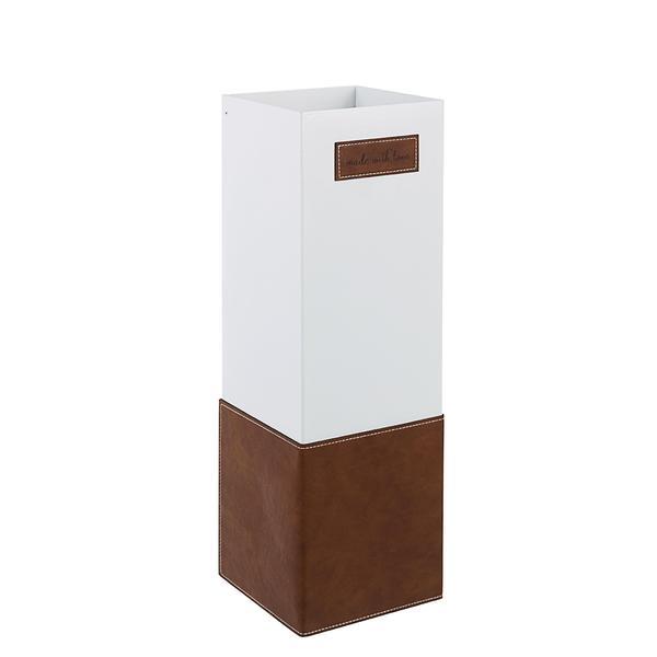 Suport umbrele metal piele ecologica alb maro urban 16 cm x 16 cm x 48 h - decorer