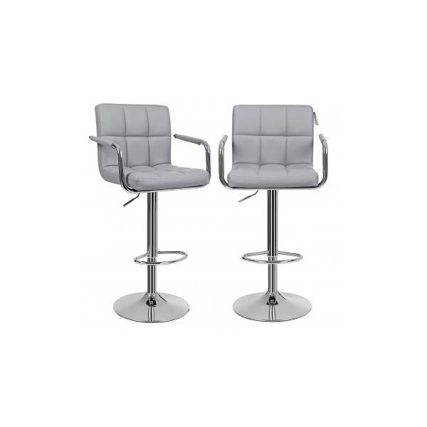 Set 2 scaune bar cu cotiera piele sintetica gri - caerus capital
