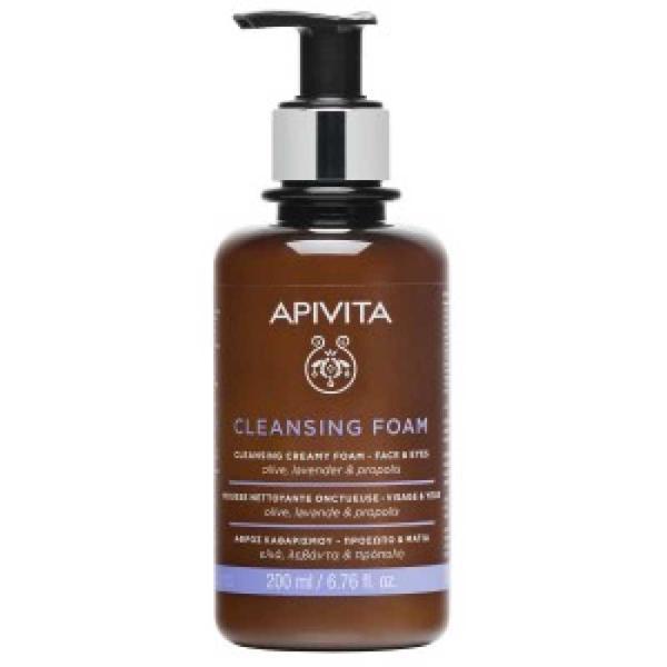 Spuma de curatat pe fata si ochi Cleansing Olive & Lavender Apivita, 300 ml Apivita imagine pret reduceri