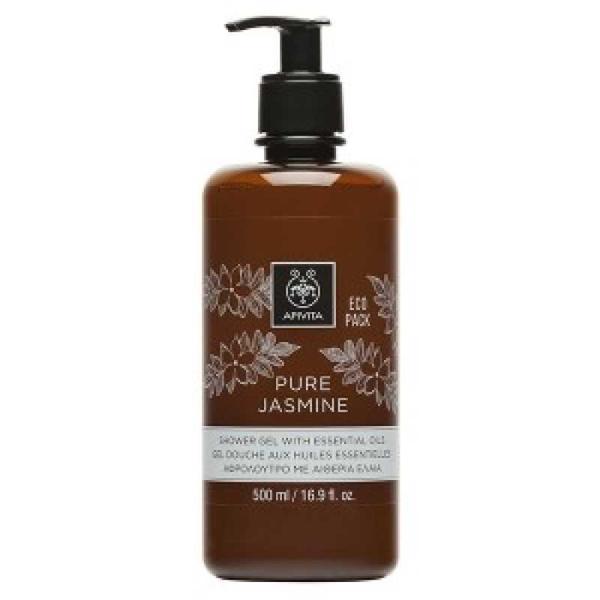 Gel de dus pure jasmine cu uleiuri esentiale ecopack, apivita, 500 ml