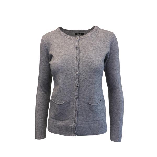 Cardigan, univers fashion tricotat fin, inchidere cu 9 nasturi, gri, s-m
