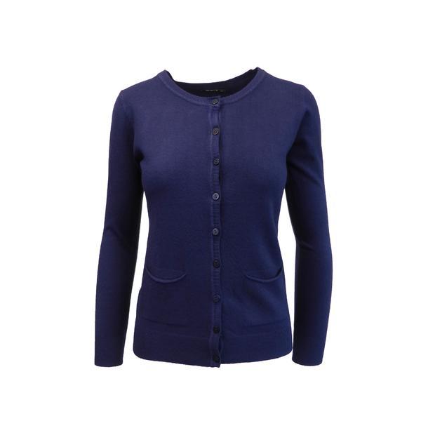 Cardigan, univers fashion tricotat fin, inchidere cu 9 nasturi, albastru, s-m