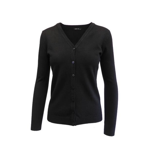 Cardigan, univers fashion tricotat fin, inchidere cu 7 nasturi, negru, m-l