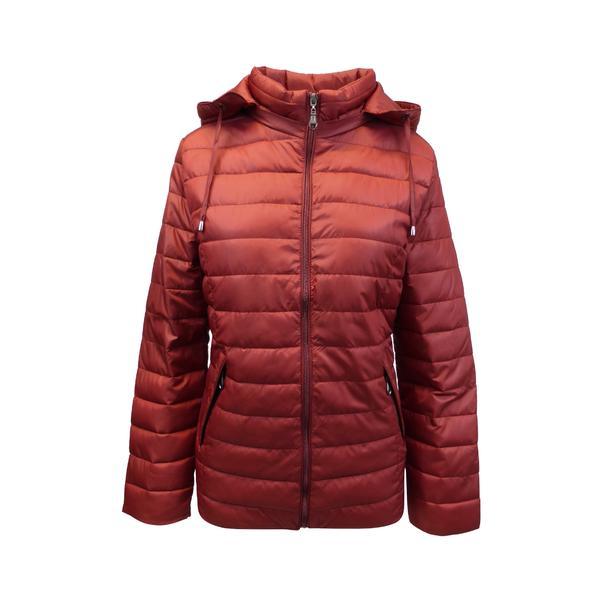 Geaca matlasata dama, univers fashion, culoare visiniu, cu gluga detasabila, l