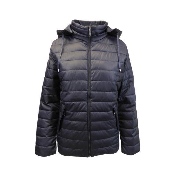 Geaca matlasata dama, univers fashion, culoare albastru, cu gluga detasabila, xl