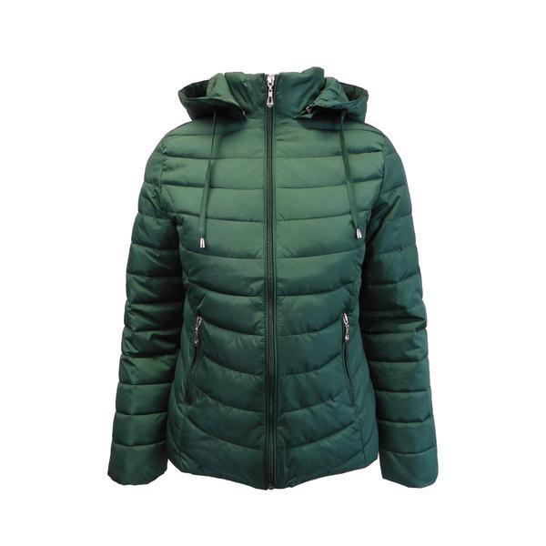 Geaca matlasata cu gluga dama, univers fashion, culoare verde, m