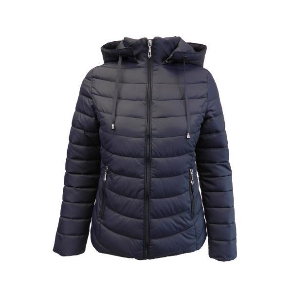 Geaca matlasata cu gluga dama, univers fashion, culoare albastru, l