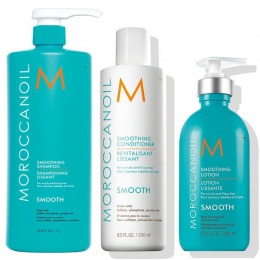 Pachet pentru Netezire Moroccanoil Smoothing - Sampon, Balsam si Lotiune Par Indisciplinat