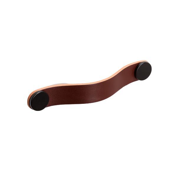 Maner Flexa din piele maro pentru mobilier, cu ornament negru, L:150 mm - Vefe