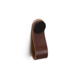 Maner, buton Flexa din piele maro pentru mobilier, cu ornament negru, L: 70 mm - Viefe