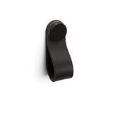 Maner, buton Flexa din piele neagra pentru mobilier, cu ornament negru, L: 70 mm - Viefe