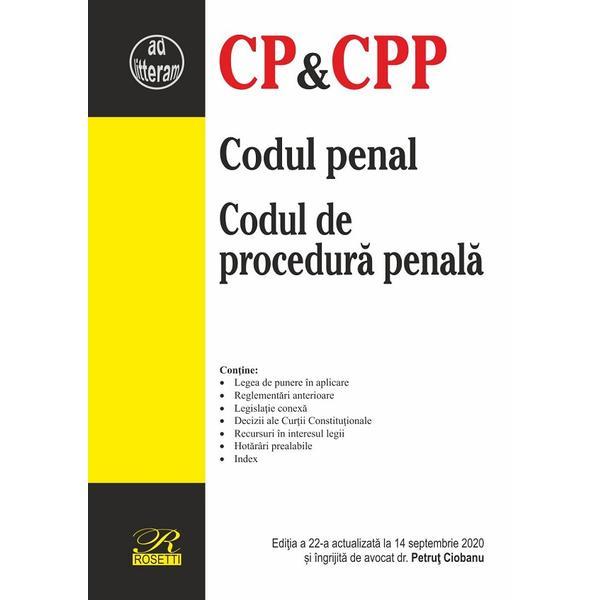 Codul Penal Codul De Procedura Penala Ed 22 Act 14 Septembrie 2020 Editura Rosetti Esteto Ro