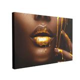 Tablou Canvas Golden Lips, 40 x 60 cm, 100% Bumbac
