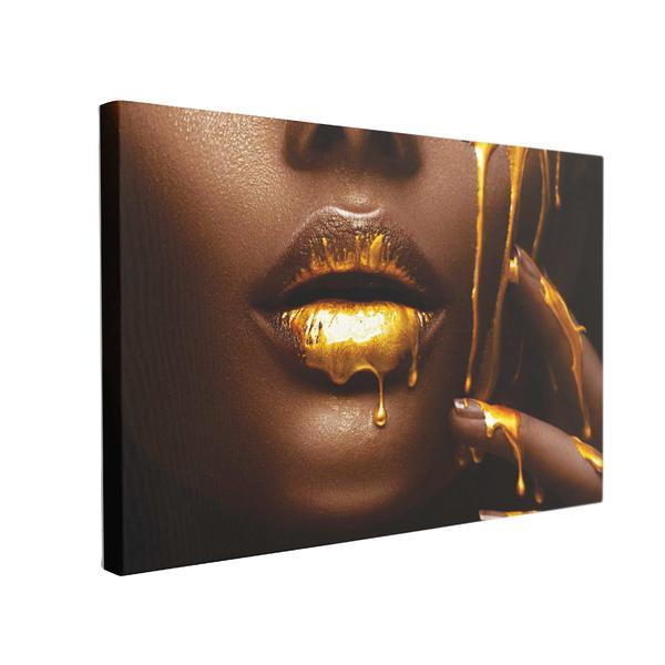 Tablou canvas golden lips, 50 x 70 cm, 100% poliester
