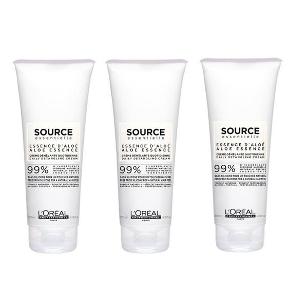 Pachet 3 x crema pentru descurcarea parului - l'oreal professionnel source essentielle daily detangling cream, 200ml