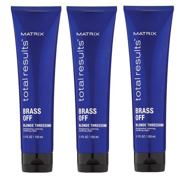 Pachet 3 x Crema pentru Par Blond - Matrix Total Results Brass Off Blonde Threesome Cream, 150ml