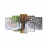 Tablou MultiCanvas 5 piese, Four Season Tree, 200 x 100 cm, 100% Bumbac