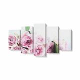 Tablou MultiCanvas 5 piese, Trandafiri Roz, 100 x 50 cm, 100% Bumbac