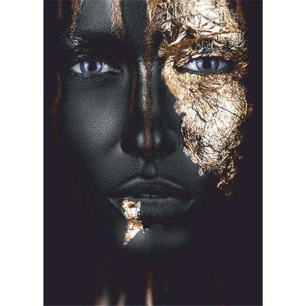 Tablou canvas gold face, 60 x 90 cm, 100% bumbac