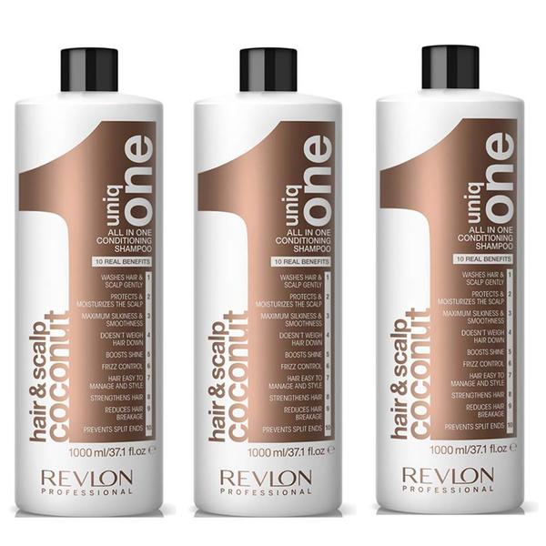 Pachet 3 x Sampon cu Nuca de Cocos - Revlon Professional Uniq One All In One Conditioning Shampoo 1000 ml