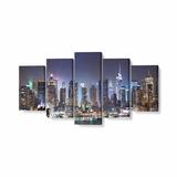 Tablou MultiCanvas 5 piese, NYC Times Square, 100 x 50 cm, 100% Bumbac