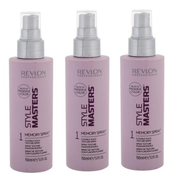 Pachet 3 x spray pentru textura cu fixare flexibila - revlon professional style masters memory spray flexible hold texture spray, 150ml