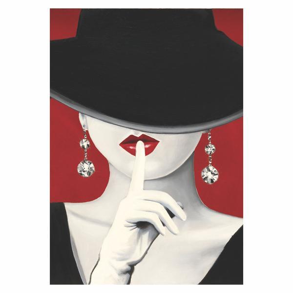 Tablou canvas haute chapeau rouge i, 60 x 90 cm, 100% poliester