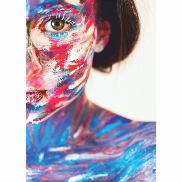 Tablou canvas abstract colourful girl, 40 x 60 cm, 100% bumbac